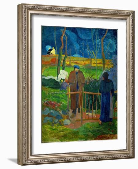 " Bonjour, Monsieur Courbet". Self-portrait. Hommage a Courbet. Oil on canvas (1889).-Paul Gauguin-Framed Giclee Print