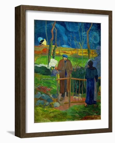 " Bonjour, Monsieur Courbet". Self-portrait. Hommage a Courbet. Oil on canvas (1889).-Paul Gauguin-Framed Giclee Print