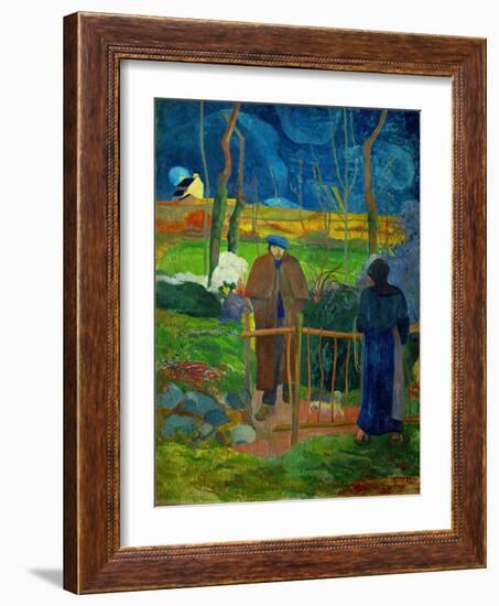 " Bonjour, Monsieur Courbet". Self-portrait. Hommage a Courbet. Oil on canvas (1889).-Paul Gauguin-Framed Giclee Print