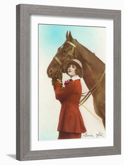 Bonne Fete, Girl with Horse-null-Framed Art Print