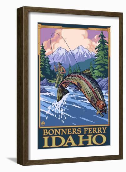 Bonners Ferry, Idaho - Fly Fishing Scene-Lantern Press-Framed Art Print