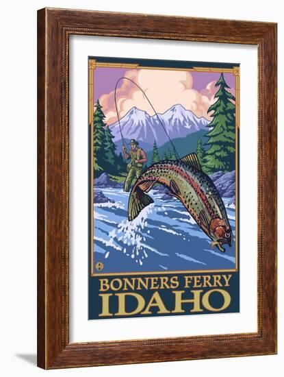 Bonners Ferry, Idaho - Fly Fishing Scene-Lantern Press-Framed Art Print