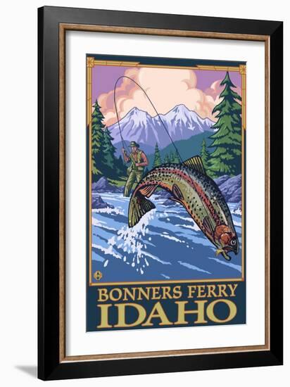 Bonners Ferry, Idaho - Fly Fishing Scene-Lantern Press-Framed Art Print