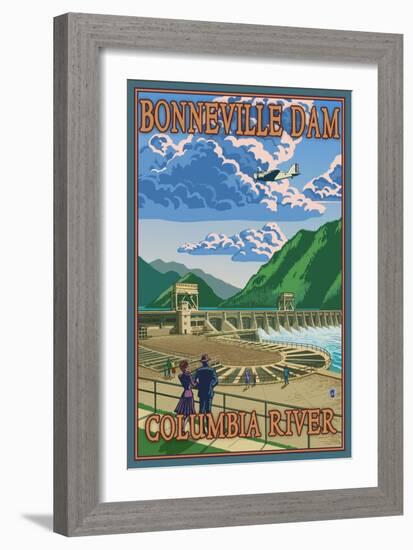 Bonneville Dam, Columbia River, Oregon-Lantern Press-Framed Art Print