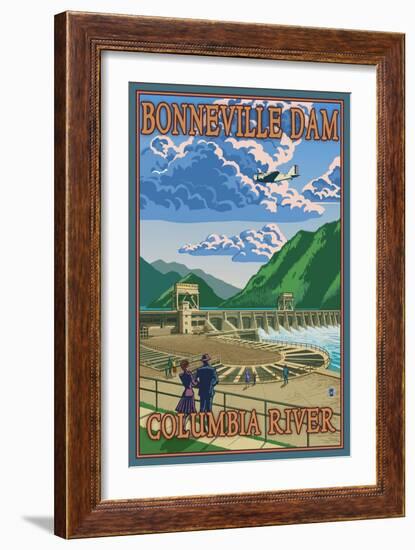 Bonneville Dam, Columbia River, Oregon-Lantern Press-Framed Art Print