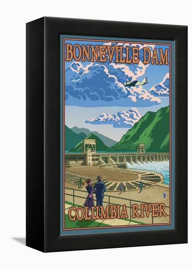 Bonneville Dam, Columbia River, Oregon-Lantern Press-Framed Stretched Canvas