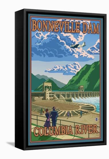 Bonneville Dam, Columbia River, Oregon-Lantern Press-Framed Stretched Canvas