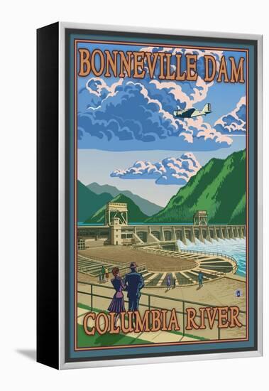 Bonneville Dam, Columbia River, Oregon-Lantern Press-Framed Stretched Canvas