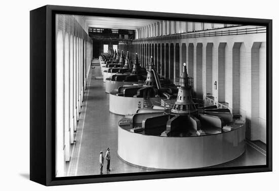 Bonneville Dam View of Generators Photograph - Bonneville Dam, WA-Lantern Press-Framed Stretched Canvas