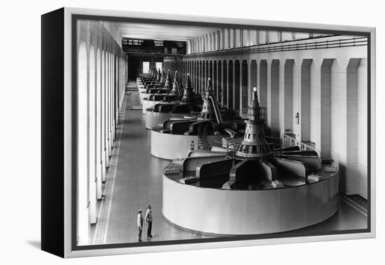 Bonneville Dam View of Generators Photograph - Bonneville Dam, WA-Lantern Press-Framed Stretched Canvas