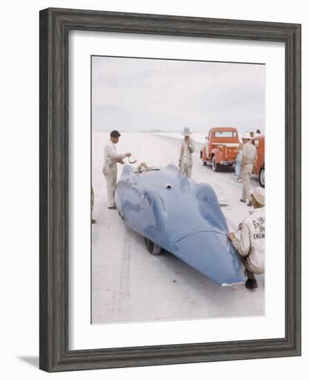 Bonneville Hot Rod Meet at the Bonneville Salt Flats in Utah-J^ R^ Eyerman-Framed Photographic Print