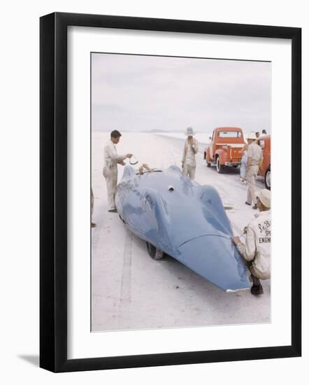 Bonneville Hot Rod Meet at the Bonneville Salt Flats in Utah-J^ R^ Eyerman-Framed Photographic Print