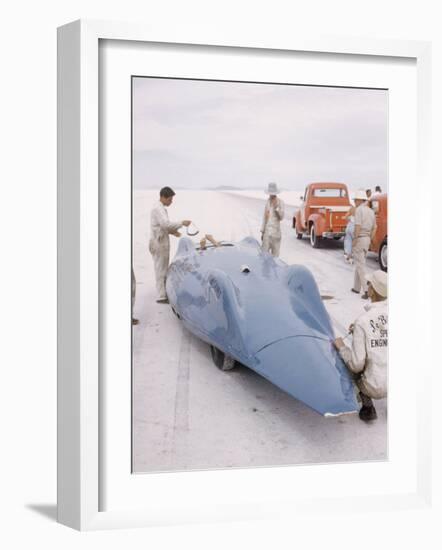 Bonneville Hot Rod Meet at the Bonneville Salt Flats in Utah-J^ R^ Eyerman-Framed Photographic Print