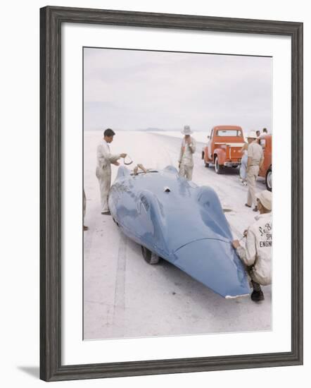 Bonneville Hot Rod Meet at the Bonneville Salt Flats in Utah-J^ R^ Eyerman-Framed Photographic Print