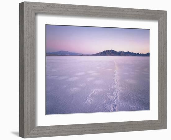 Bonneville Salt Flats at Sunrise, Silver Island Mountains & Pilot Peak, Utah, USA-Scott T. Smith-Framed Photographic Print