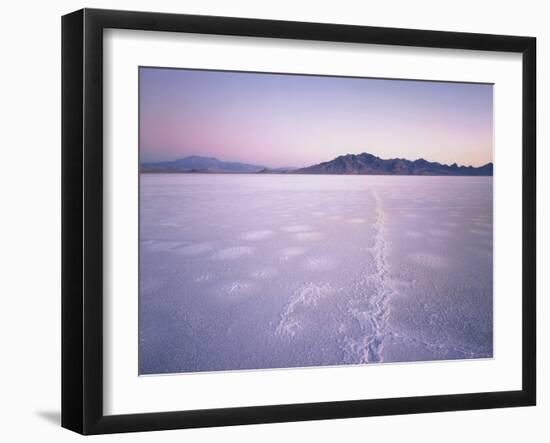 Bonneville Salt Flats at Sunrise, Silver Island Mountains & Pilot Peak, Utah, USA-Scott T. Smith-Framed Photographic Print