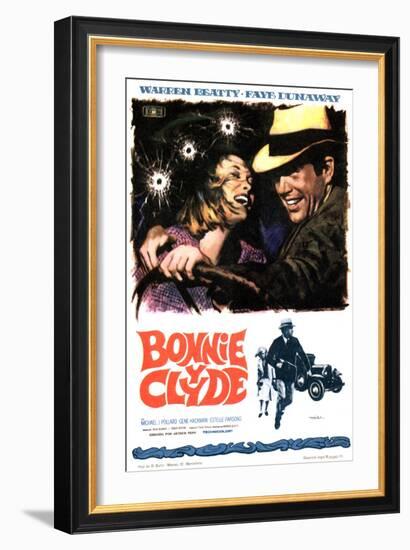 Bonnie and Clyde, Faye Dunaway, Warren Beatty, 1967-null-Framed Art Print