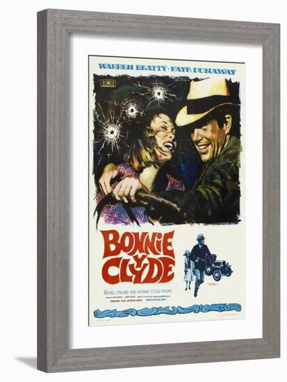 Bonnie and Clyde, Spanish Movie Poster, 1967-null-Framed Art Print