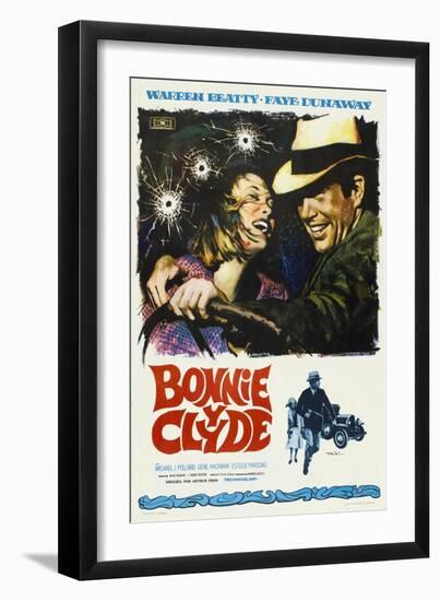 Bonnie and Clyde, Spanish Movie Poster, 1967-null-Framed Art Print