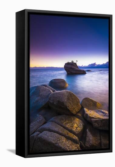 Bonsai Rock at sunset, Lake Tahoe, Nevada, USA-Russ Bishop-Framed Premier Image Canvas