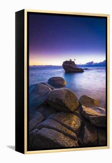 Bonsai Rock at sunset, Lake Tahoe, Nevada, USA-Russ Bishop-Framed Premier Image Canvas