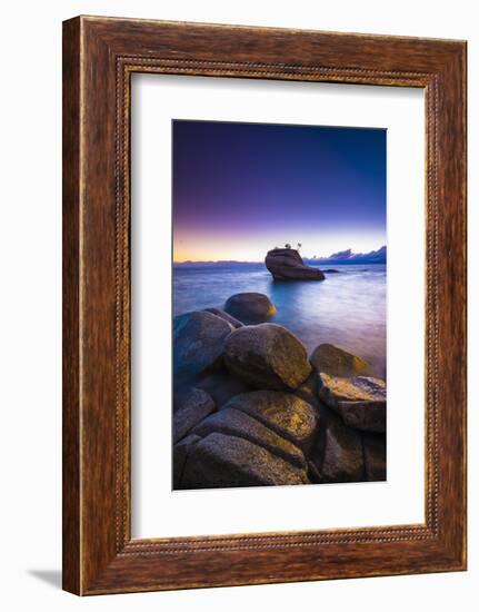 Bonsai Rock at sunset, Lake Tahoe, Nevada, USA-Russ Bishop-Framed Photographic Print