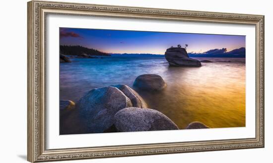 Bonsai Rock at sunset, Lake Tahoe, Nevada USA-Russ Bishop-Framed Photographic Print