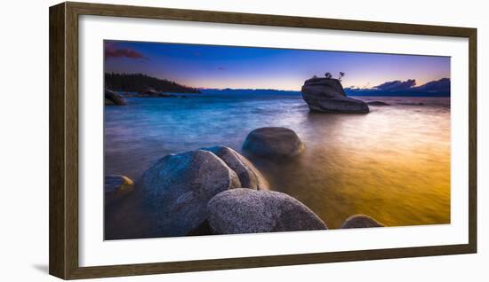 Bonsai Rock at sunset, Lake Tahoe, Nevada USA-Russ Bishop-Framed Photographic Print