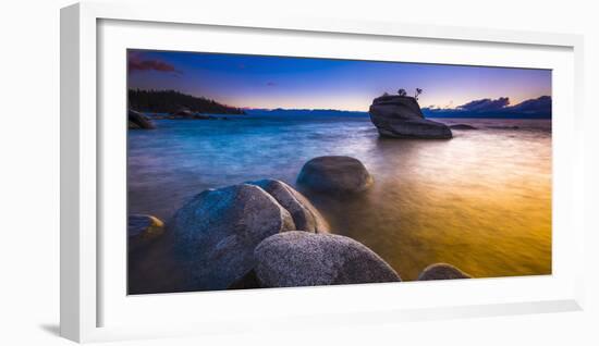 Bonsai Rock at sunset, Lake Tahoe, Nevada USA-Russ Bishop-Framed Photographic Print