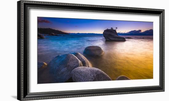 Bonsai Rock at sunset, Lake Tahoe, Nevada USA-Russ Bishop-Framed Photographic Print