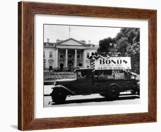 Bonus Army Veterans from Chattanooga, Parade Past White House in a Truck, May 18, 1932-null-Framed Photo