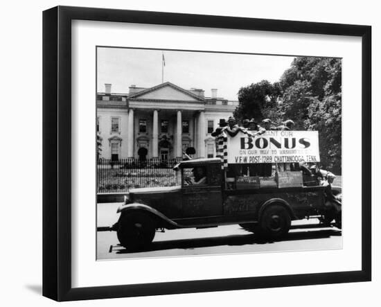 Bonus Army Veterans from Chattanooga, Parade Past White House in a Truck, May 18, 1932-null-Framed Photo