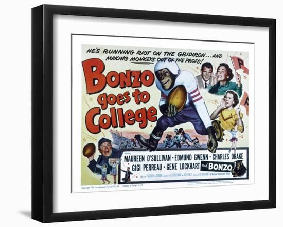 Bonzo Goes to College, Edmund Gwenn, Bonzo, Charles Drake, Maureen O'Sullivan, Gigi Perreau, 1952-null-Framed Photo