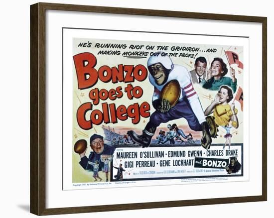 Bonzo Goes to College, Edmund Gwenn, Bonzo, Charles Drake, Maureen O'Sullivan, Gigi Perreau, 1952-null-Framed Photo
