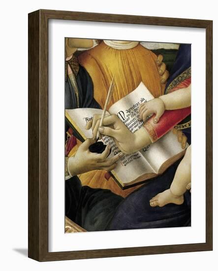 Book and Act of Writing, Detail from Madonna and Child with Angels or Madonna of Magnificat-Sandro Botticelli-Framed Giclee Print