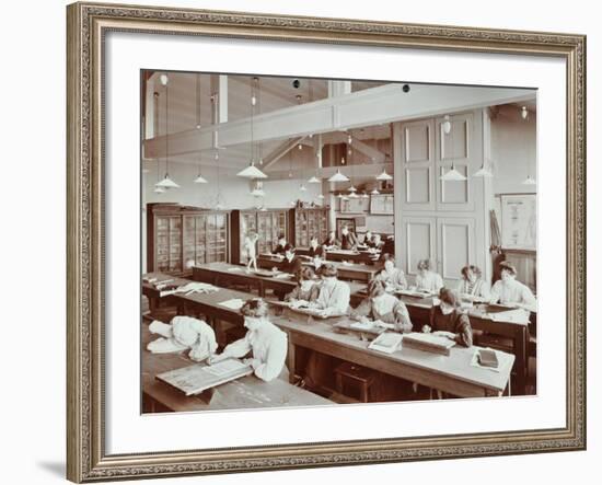 Book Illustration Class, Camberwell School of Arts and Crafts, Southwark, London, 1907-null-Framed Photographic Print