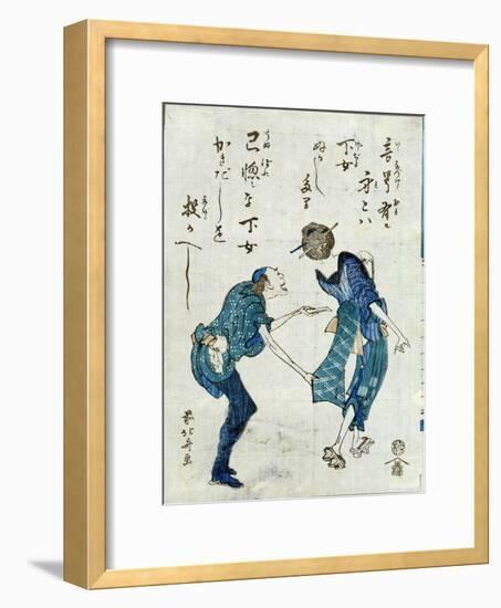 Book Illustration Depicting Two Characters-Katsushika Hokusai-Framed Giclee Print