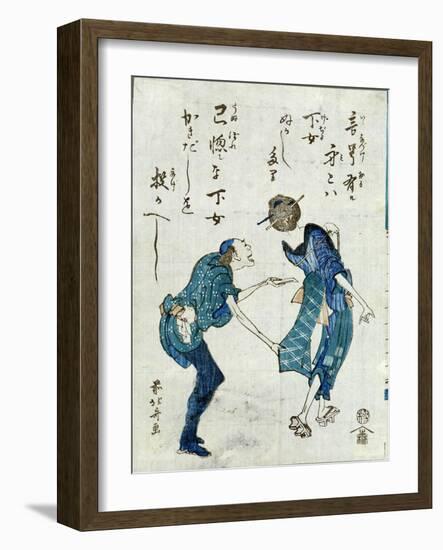 Book Illustration Depicting Two Characters-Katsushika Hokusai-Framed Giclee Print