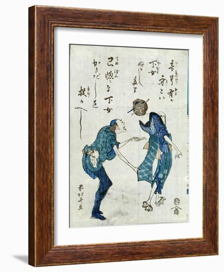 Book Illustration Depicting Two Characters-Katsushika Hokusai-Framed Giclee Print