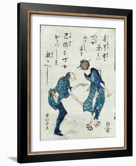 Book Illustration Depicting Two Characters-Katsushika Hokusai-Framed Giclee Print