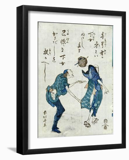 Book Illustration Depicting Two Characters-Katsushika Hokusai-Framed Giclee Print