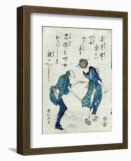 Book Illustration Depicting Two Characters-Katsushika Hokusai-Framed Giclee Print