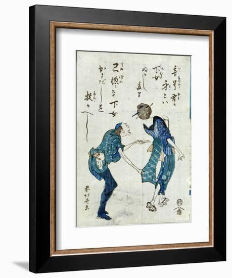 Book Illustration Depicting Two Characters-Katsushika Hokusai-Framed Giclee Print