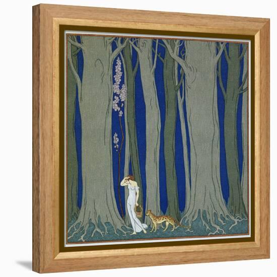 Book Illustration of a Woman and a Leopard in the Forest by Georges Barbier-Stapleton Collection-Framed Premier Image Canvas