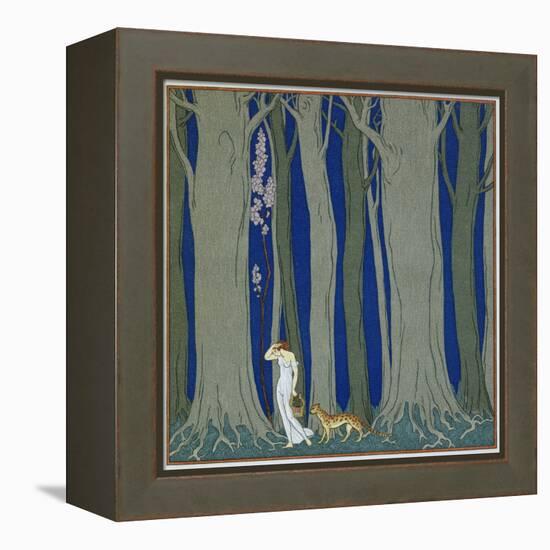 Book Illustration of a Woman and a Leopard in the Forest by Georges Barbier-Stapleton Collection-Framed Premier Image Canvas