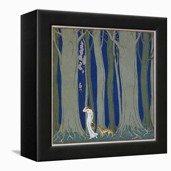 Book Illustration of a Woman and a Leopard in the Forest by Georges Barbier-Stapleton Collection-Framed Premier Image Canvas