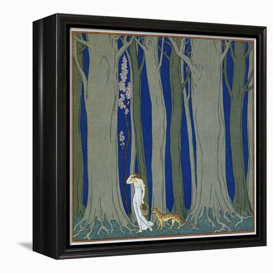 Book Illustration of a Woman and a Leopard in the Forest by Georges Barbier-Stapleton Collection-Framed Premier Image Canvas