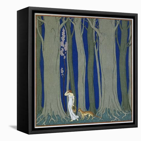 Book Illustration of a Woman and a Leopard in the Forest by Georges Barbier-Stapleton Collection-Framed Premier Image Canvas