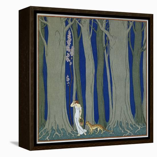 Book Illustration of a Woman and a Leopard in the Forest by Georges Barbier-Stapleton Collection-Framed Premier Image Canvas