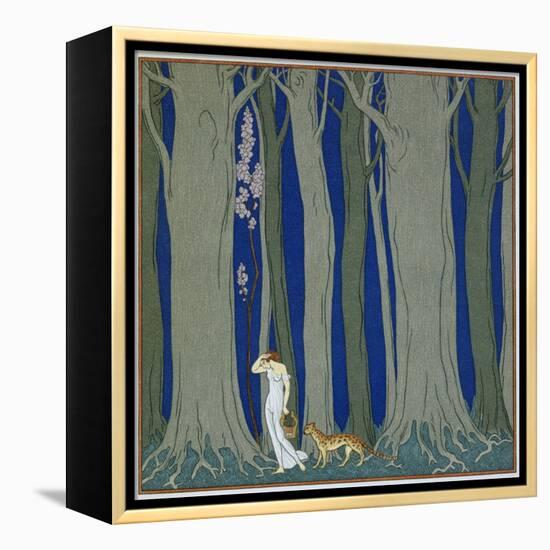 Book Illustration of a Woman and a Leopard in the Forest by Georges Barbier-Stapleton Collection-Framed Premier Image Canvas